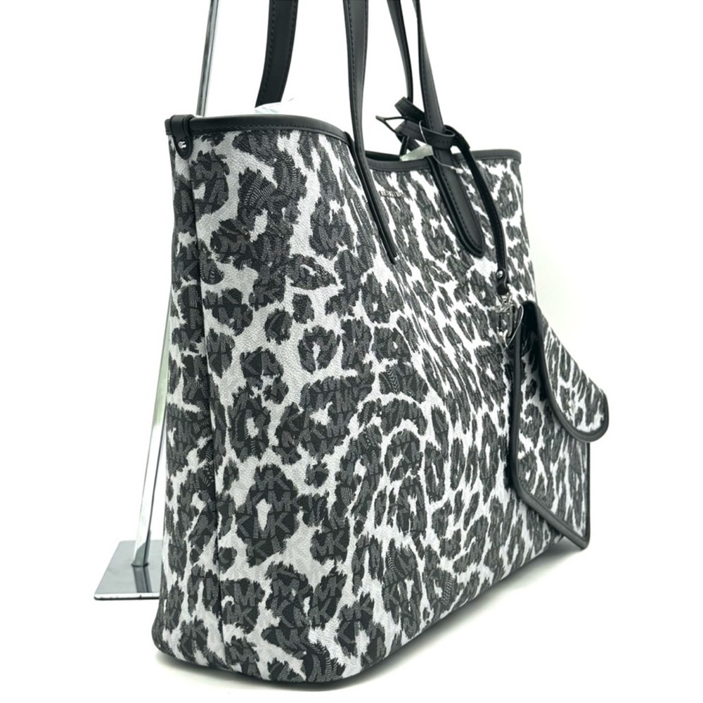 Michael Kors XL East West Tote Bag Leopard Print Black Multi - Picture 5 of 12